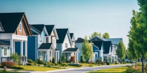 modern contemporary style of generic buildings or residential neighborhood for housing market and real estate. Generative AI